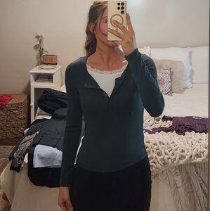 NWT Green Ribbed Shirt